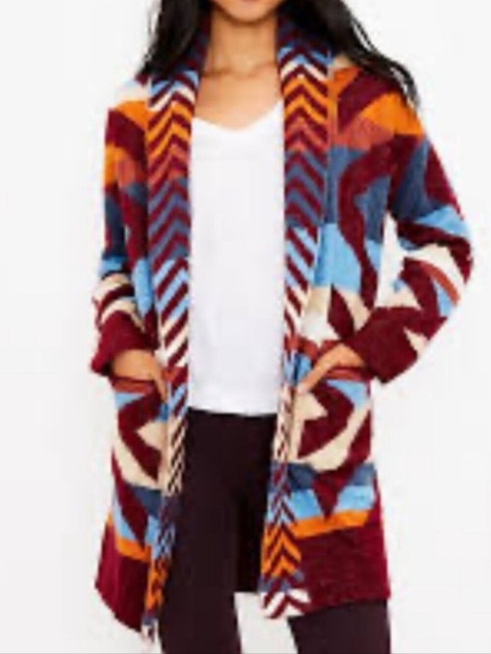 Lou & Grey Southwestern Print Long Cardigan